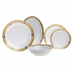 طقم صحون عدد 20 لون أبيض وذهبي 