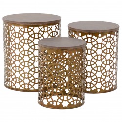 طاوله وسط من الخشب و المعدن النحاسي عدد 3 قياس 52* 52* 61