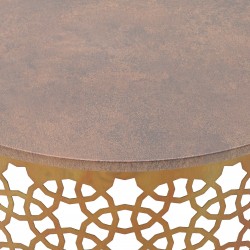 طاوله وسط من الخشب و المعدن النحاسي قياس 78X78X42