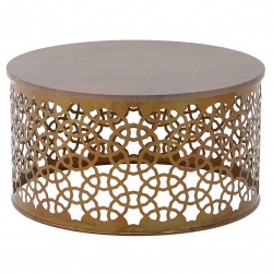 طاوله وسط من الخشب و المعدن النحاسي قياس 78X78X42