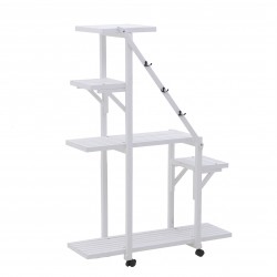 أرفف خشبية متحركة لون أبيض , قياس 98*34*138