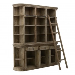 خزانة عرض ذات تصميم عتيق مع سلم , مصنوعة من خشب البلوط الطبيعي قياس 200*40*230