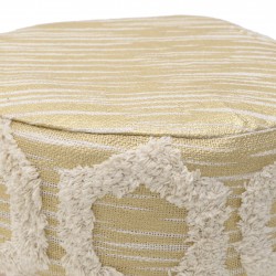 مقعد صغير من الخشب والقطن لون ذهبي / كريمي , قياس 40 * 40 * 40 سم 