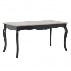 طاولة سفرة ذات تصميم عتيق من الخشب لون أسود وبني فاتح  , قياس  160*80*79