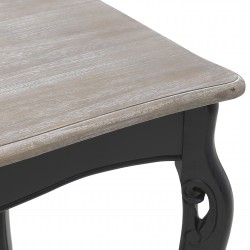 طاولة سفرة ذات تصميم عتيق من الخشب لون أسود وبني فاتح  , قياس  160*80*79