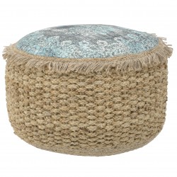 مقعد مصنوع من نبات الجوتة الطبيعي مع اللون الأزرق , قياس 50 * 50 * 30 سم 