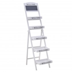 رفوف خشبية مع عبارة ترحيب , لون أبيض , مصنوعة من الخشب , قياس 75*42*170