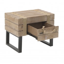 طاولة خشبية مع جارور مصنوعة من الخشب والمعدن , قياس 50*36*43