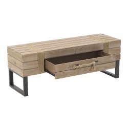 طاولة خشبية مع جارور مصنوعة من الخشب والمعدن , قياس 113*37*42