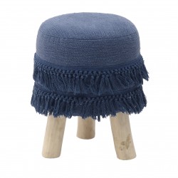 مقعد صغير لون ازرق من القطن والخشب قياس 30 * 30 * 40 سم 
