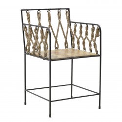 كرسي من المعدن والخشب مع الحبال قياس 50*50*82/46