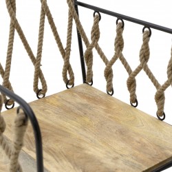 كرسي من المعدن والخشب مع الحبال قياس 50*50*82/46