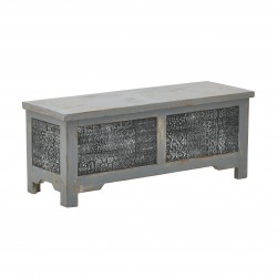 صندوق خشبي ديكوري لون رمادي وأسود ذات تصميم عتيق , قياس 110*40*44