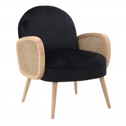 كرسي مخمل لون أسود ذات تصميم عتيق , من خشب البلوط , قياس 65*76*85/45