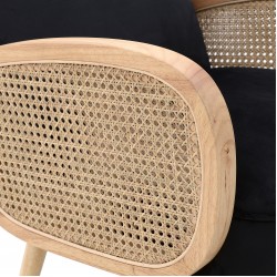 كرسي مخمل لون أسود ذات تصميم عتيق , من خشب البلوط , قياس 65*76*85/45