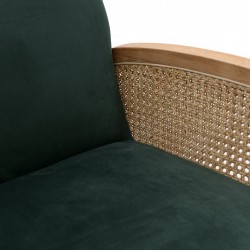 كرسي مخمل لون أخضر ذات تصميم عتيق , من خشب البلوط , قياس 65*76*85/45