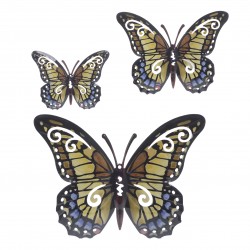 طقم فراشات حائط ديكورية عدد 3 قياس 35 * 2 * 32 سم 