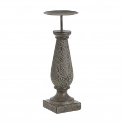 شمعدان ذات تصميم عتيق لون بني غامق من المعدن قياس 10*10*26