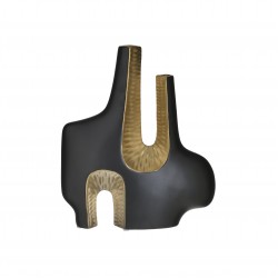 مزهرية ديكورية لون ذهبي وأسود من السيراميك , قياس 26*8*30