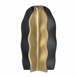 مزهرية ديكورية لون ذهبي وأسود من السيراميك , قياس 23X20X40