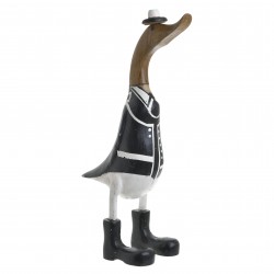 ديكورية خشبية على شكل " بطة " لون أبيض وبني داكن وأسود قياس 20*14*48 ديكورية خشبية على شكل " بطة " لون أبيض وبني داكن وأسود قياس 20*14*48