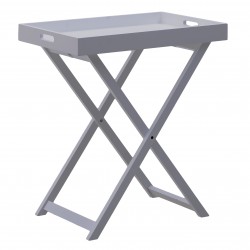 طاولة خشبية مع صينية لون رمادي من الخشب قياس 58*39*66