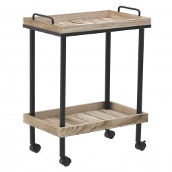طاولة متحركة مع عجلات من الخشب والمعدن , قياس 50*32*68