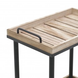 طاولة متحركة مع عجلات من الخشب والمعدن , قياس 50*32*68