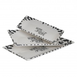 طقم صحون تقديم مستطيلة الشكل عدد 3 لون أبيض وأسود مصنوعة من السيراميك