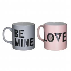 طقم أكواب مكون من 2 كوب بتصاميم مختلفة مصنوعة من البورسلان قياس 8.5 * 8.5 * 9 سم 