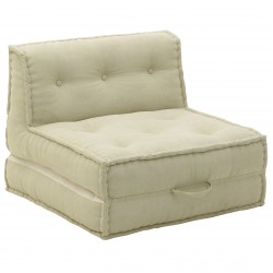 كرسي / تخت لون أبيض كريمي من القطن قياس 80X80X65