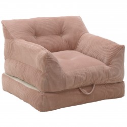 كرسي / تخت مخمل لون زهري من القطن قياس 90*80*60/35