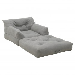 كرسي / تخت مخمل لون رمادي من القطن قياس 90*80*60/35