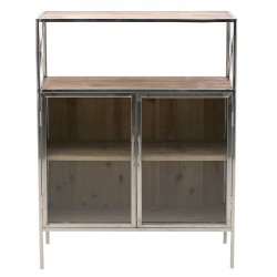 خزانة عرض مصنوعة من المعدن والخشب بلون طبيعي / فضي 108 * 40 * 84 