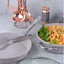 طقم اواني طهي مصنوع من الجرانيت 5 قطع لون سكني