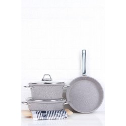 طقم اواني طهي مصنوع من الجرانيت 5 قطع لون سكني