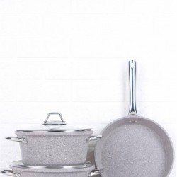 طقم اواني طهي مصنوع من الجرانيت 5 قطع لون سكني