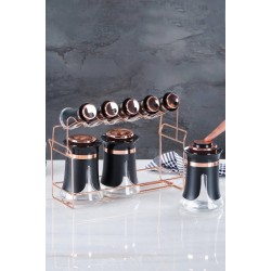 طقم توابل على قاعده معدنيه لون اسود عدد 8 قطع