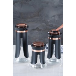 طقم 3 عبوات توابل لون اسود