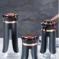 طقم 3 عبوات توابل لون اسود