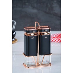 طقم خل و زيت لون اسود مع قاعده معدنيه 