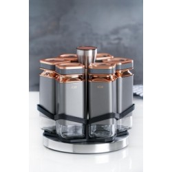 طقم توابل على قاعده دائريه متحركه لون رمادي عدد 6