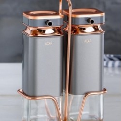 طقم خل و زيت لون رمادي مع قاعده معدنيه طقم خل و زيت لون رمادي مع قاعده معدنيه