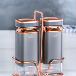 طقم توابل على قاعده معدنيه لون رمادي عدد 2 طقم توابل على قاعده معدنيه لون رمادي عدد 2