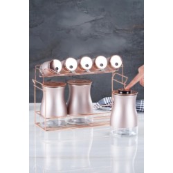 طقم توابل على قاعده معدنيه لون وردي عدد 8