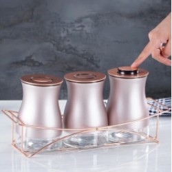 طقم توابل على قاعده معدنيه لون وردي عدد 3 قطع طقم توابل على قاعده معدنيه لون وردي عدد 3 قطع