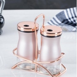 طقم توابل على قاعده معدنيه لون وردي عدد 2 طقم توابل على قاعده معدنيه لون وردي عدد 2