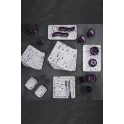 طقم صحون افطار مصنوع من السيراميك يكفي 6 اشخاص عدد33 قطعه