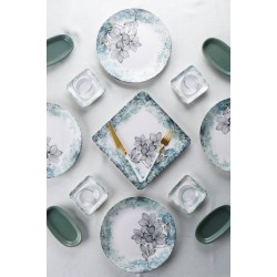 طقم صحون افطار مصنوع من السيراميك  يكفي 4 اشخاص عدد17 قطعه