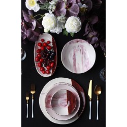 طقم صحون مصنوع من السيراميك يكفي 6 اشخاص عدد 27 قطعه